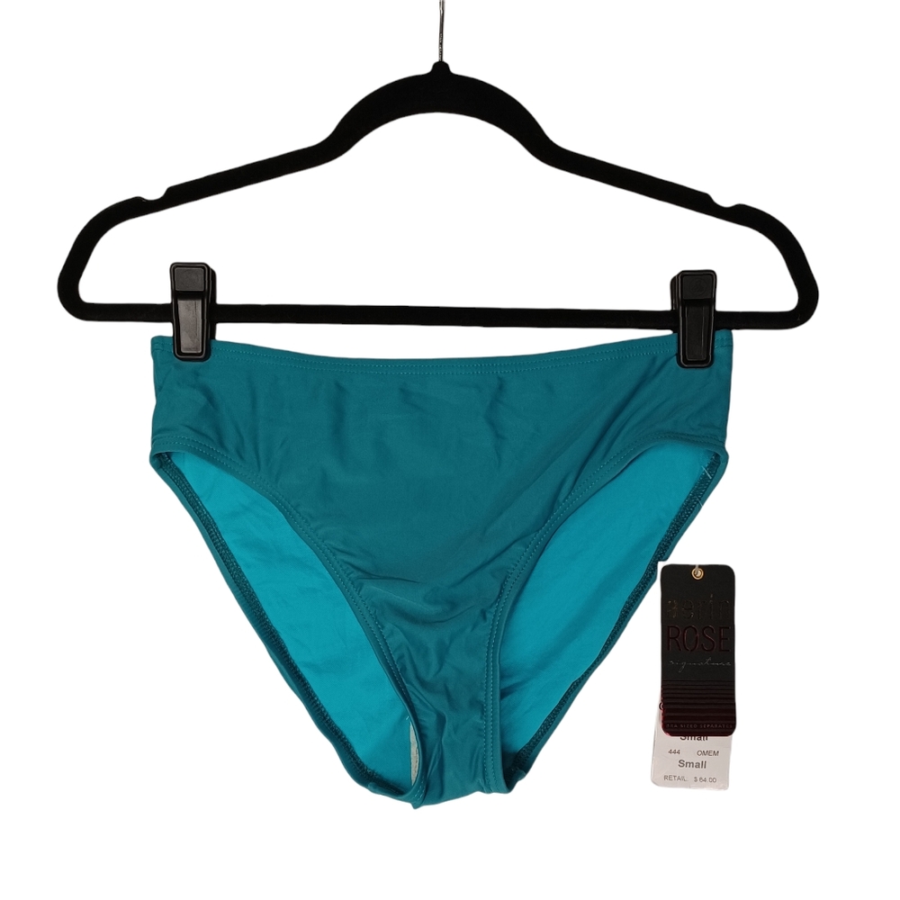 AERIN ROSE Ombre Emerald Teal Green High Waist Bikini Bottoms Small NWT